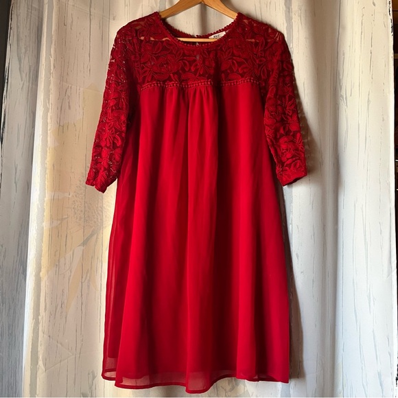 AUW Dresses & Skirts - AUW Women’s Red Lace Midi Dress